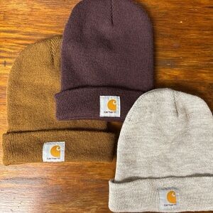 Carhartt watch hat beanie Trio - dark Brown, Tan, Cream (3 pack) cozy warm